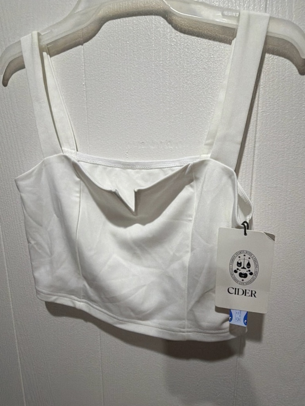 Cider White Structured Square-Neck Cropped Tank